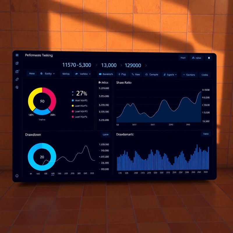 Panel de seguimiento con ratios de Sharpe, curva de drawdown y comparativa frente a benchmark